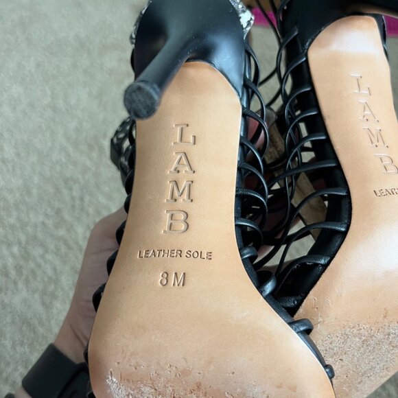 L.A.M.B. Gwen Stefani y2k Strappy Stiletto Heels Size 8 - Picture 6 of 7